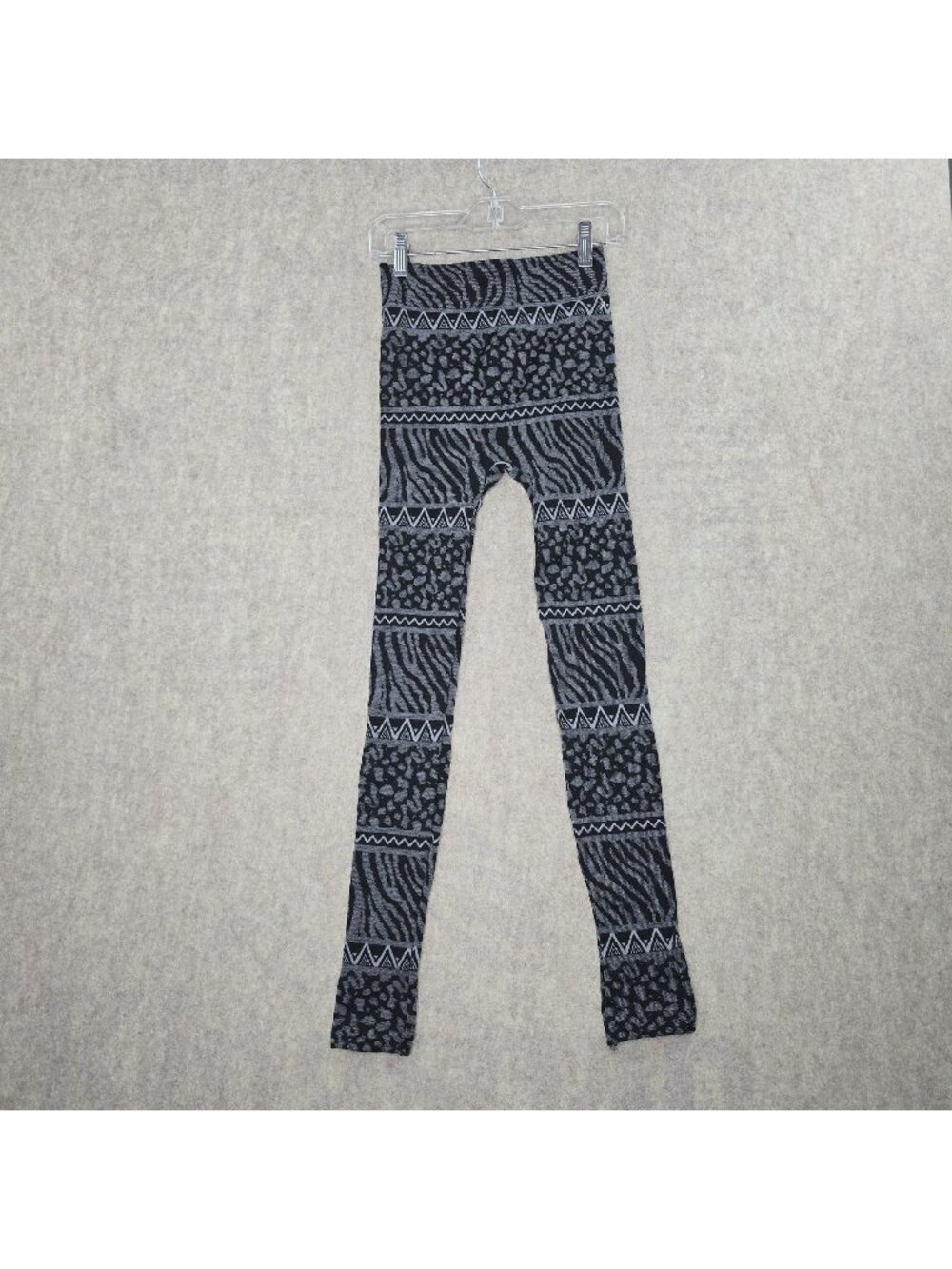 Chosho Womens Leggings Black/Grey One Size Stretch Polyester Blend